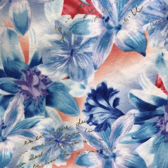 Surf Scrubs Top Womens Small Floral Blue Purple White Red Orange - Picture 4 of 7